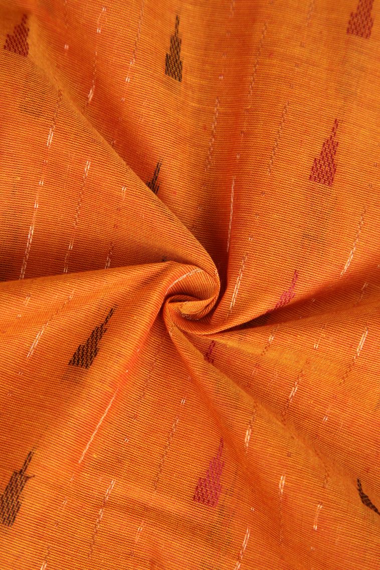 Candy Orange Chettinad Cotton Sarees with Without Zari Zari Temple Pattern view 4