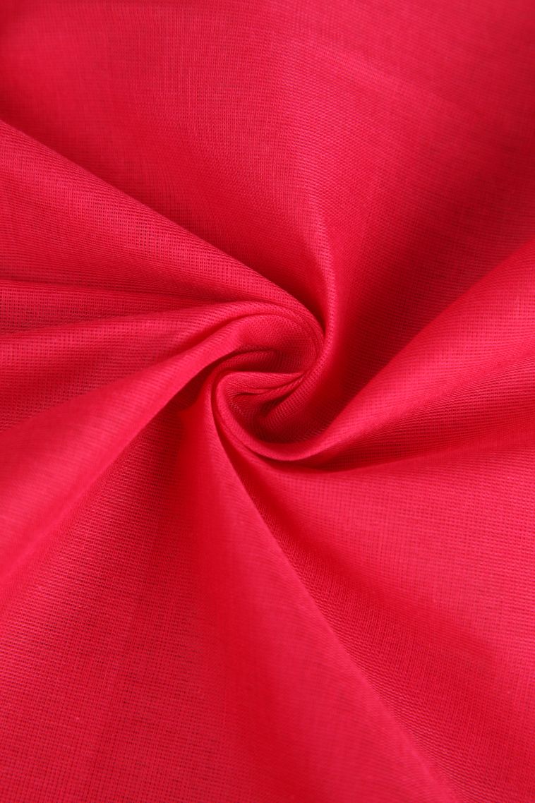 Rose  Red Chettinad Cotton Sarees with Without Zari Zari Floral Puttas view 4