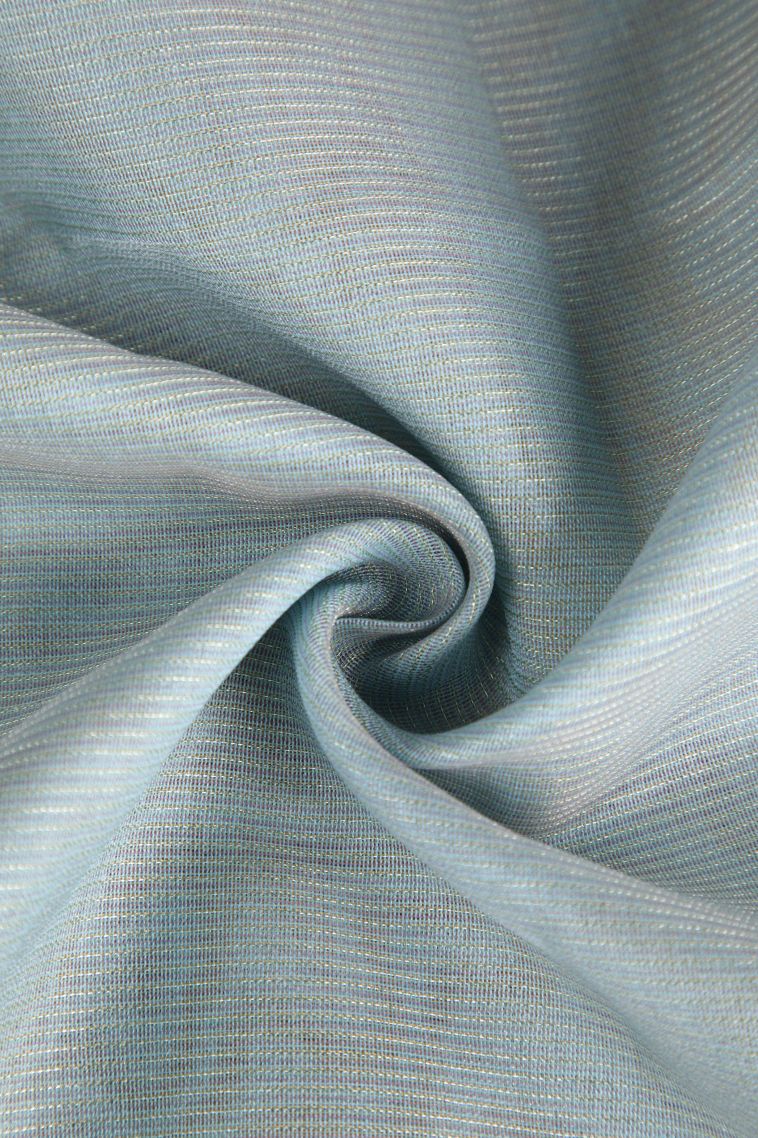Arctic Blue Organza Saree with Silver Zari Plain view 4