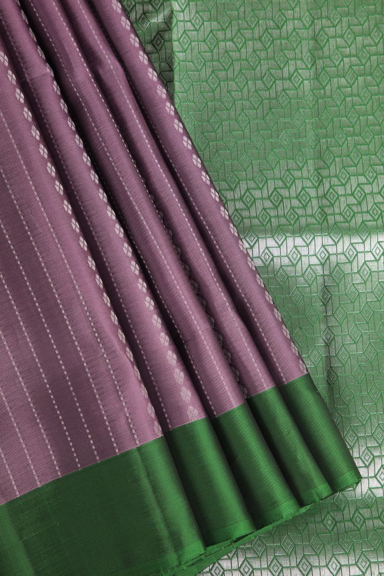 Mauve Purple Soft Silk Saree with Silver Zari Buttis (small Dots Or Motifs) view 1