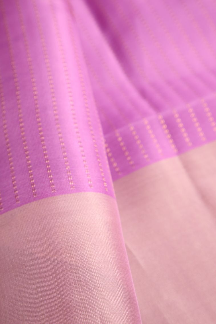 Lean Pink Soft Silk Saree with Copper Zari Floral Patterns view 4