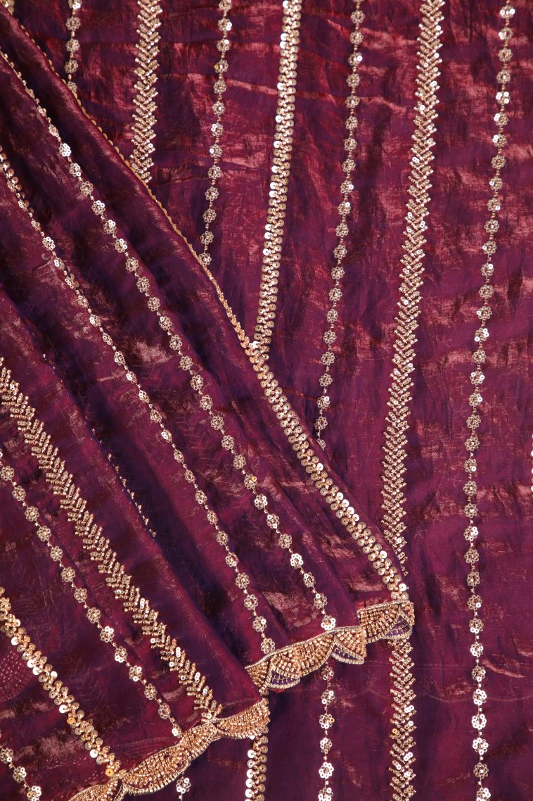 Bosenberry Purple Designer Sarees with Without Zari Zari Beeds And Stone Work view 1
