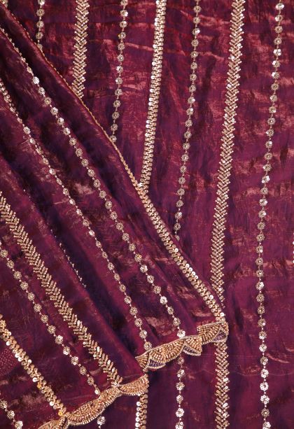 Bosenberry Purple Designer Sarees with Without Zari Zari Beeds And Stone Work
