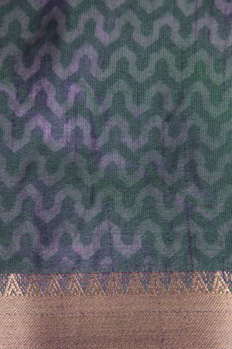 Sapphire Blue Semi Tussar Silk with Gold Zari Pochamballi Pattern view 3