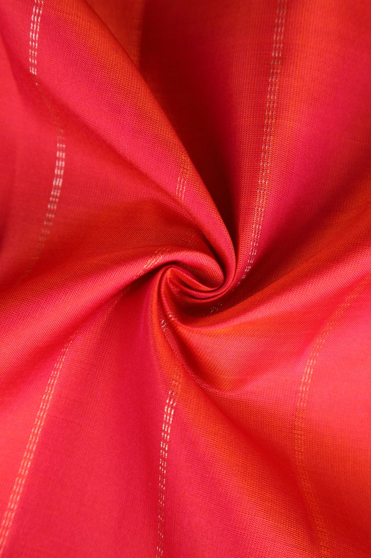 Candy Red Soft Silk Saree with Gold Zari Floral Puttas view 4