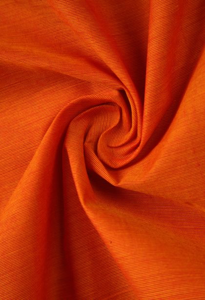 Tiger Orange Chettinad Cotton Sarees with Gold Zari Plain