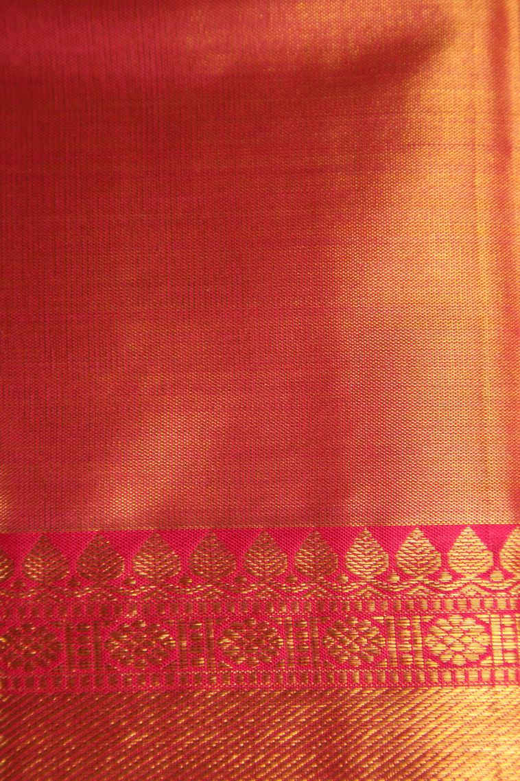 Cream White Kanchipuram Silk Sarees with Gold Zari Floral Patterns view 3