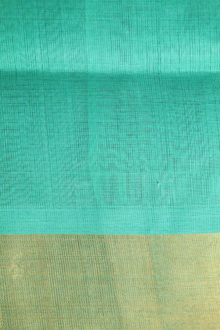 Azure Blue Silk Cotton with Gold Zari Buttis (small Dots Or Motifs) view 3