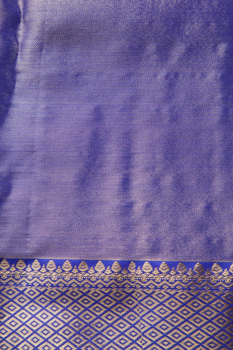 Ballet Pink Tissue Silk Sarees with Gold Zari Floral Patterns view 3
