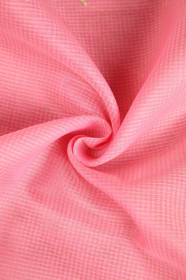 Ballet Pink Manipuri Cotton Sarees with Gold Zari Embroidary view 4