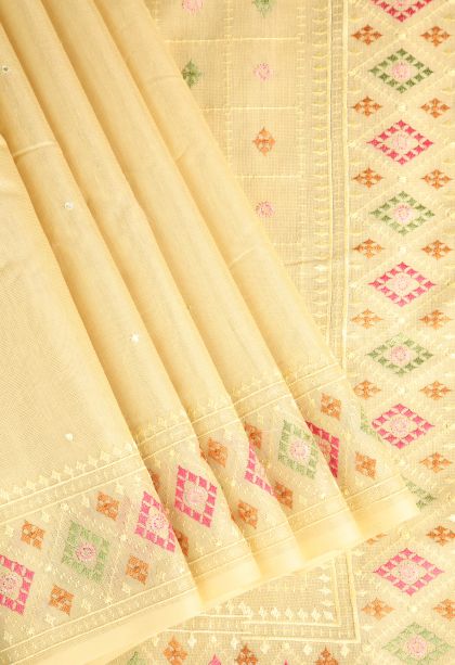Cookie Yellow Tissue Silk Sarees with Without Zari Zari Plain