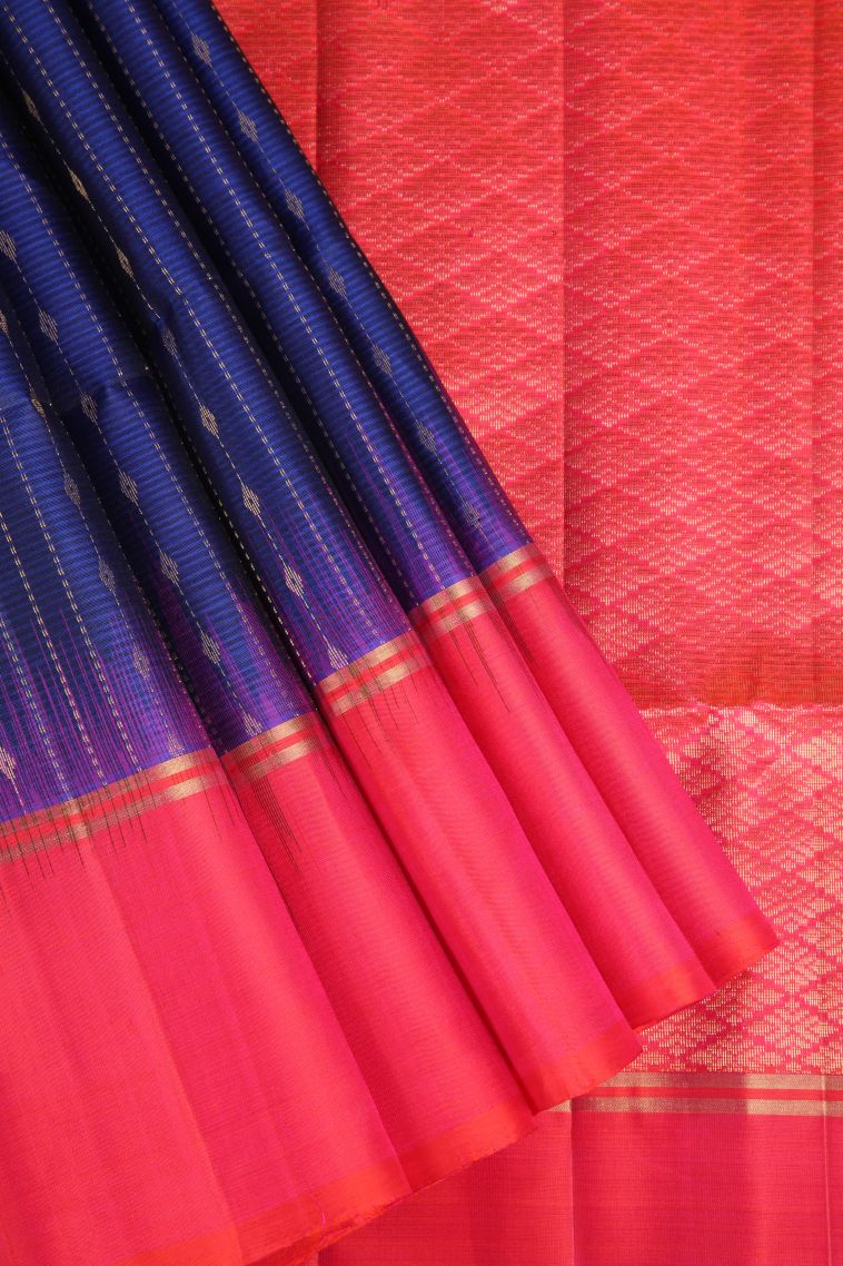 Azure Blue Soft Silk Saree with Gold Zari Buttis (small Dots Or Motifs) view 1