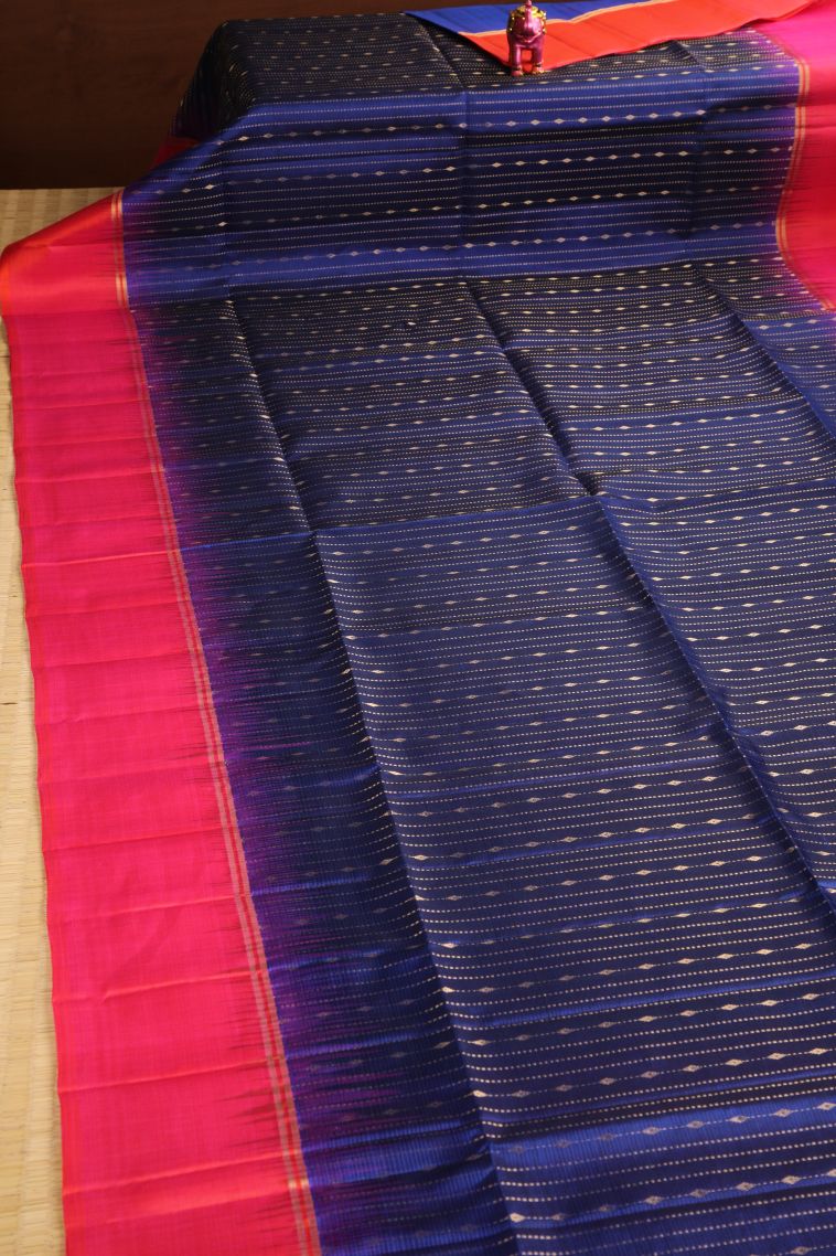 Azure Blue Soft Silk Saree with Gold Zari Buttis (small Dots Or Motifs) view 2