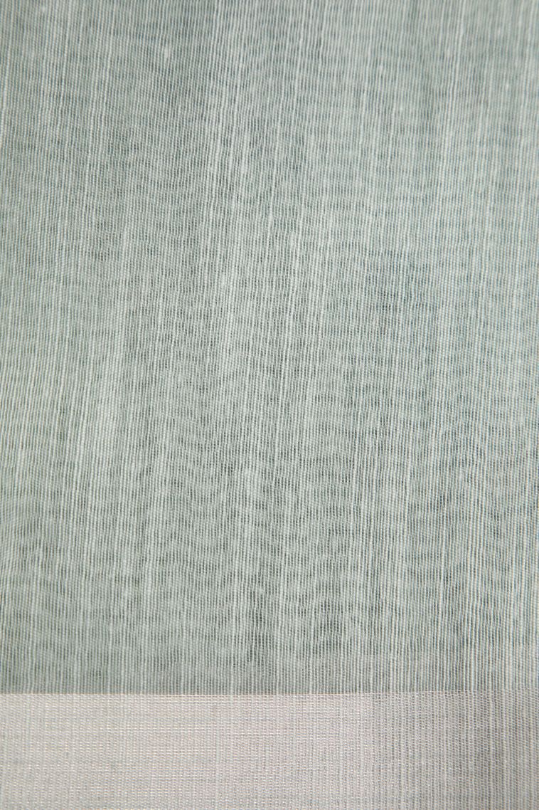 Sapphire Blue Tussar Cotton Sarees with Silver Zari Floral Patterns view 3