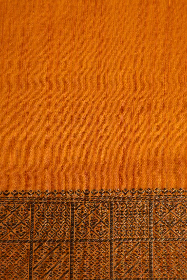 Candy Red Semi Tussar Silk with Gold Zari Plain view 3