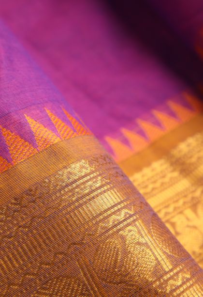 Bubblegum Pink Chettinad Cotton Sarees with Gold Zari Buttis (small Dots Or Motifs)