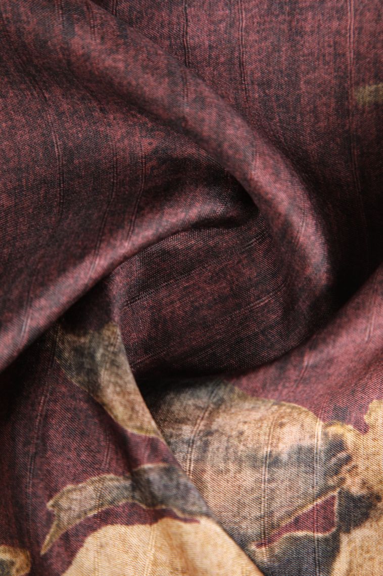 Grape Purple Organza Saree with Gold Zari Floral Patterns view 4