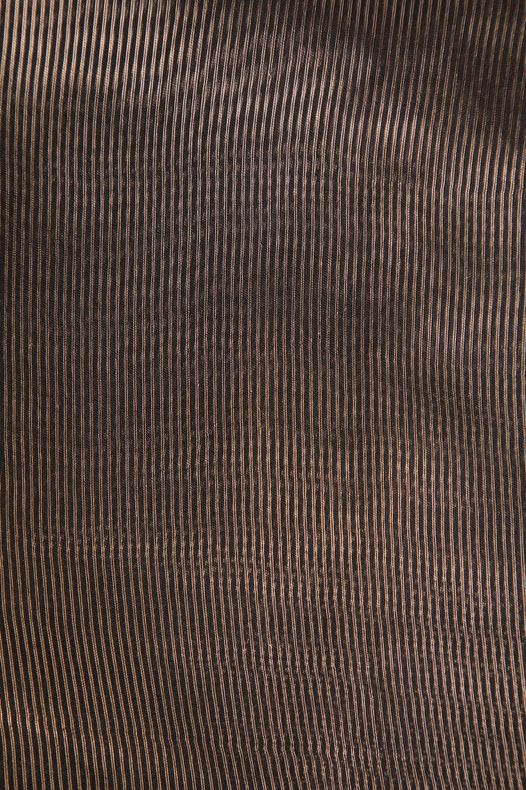 Asphalt Black Semi Tussar Silk with Gold Zari Stripes view 3