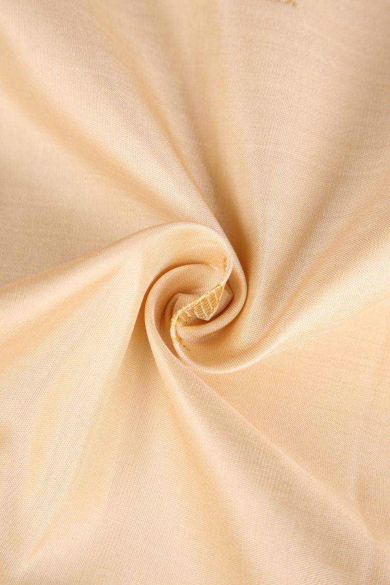Ivory White Kanchipuram Silk Sarees with Gold Zari Peacock And Rudhractam view 4