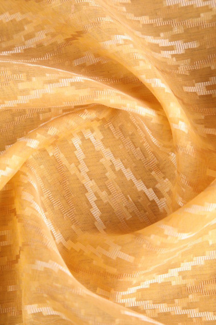 Macaroon Yellow Organza Saree with Multy Colour Zari Geometric Shapes view 4