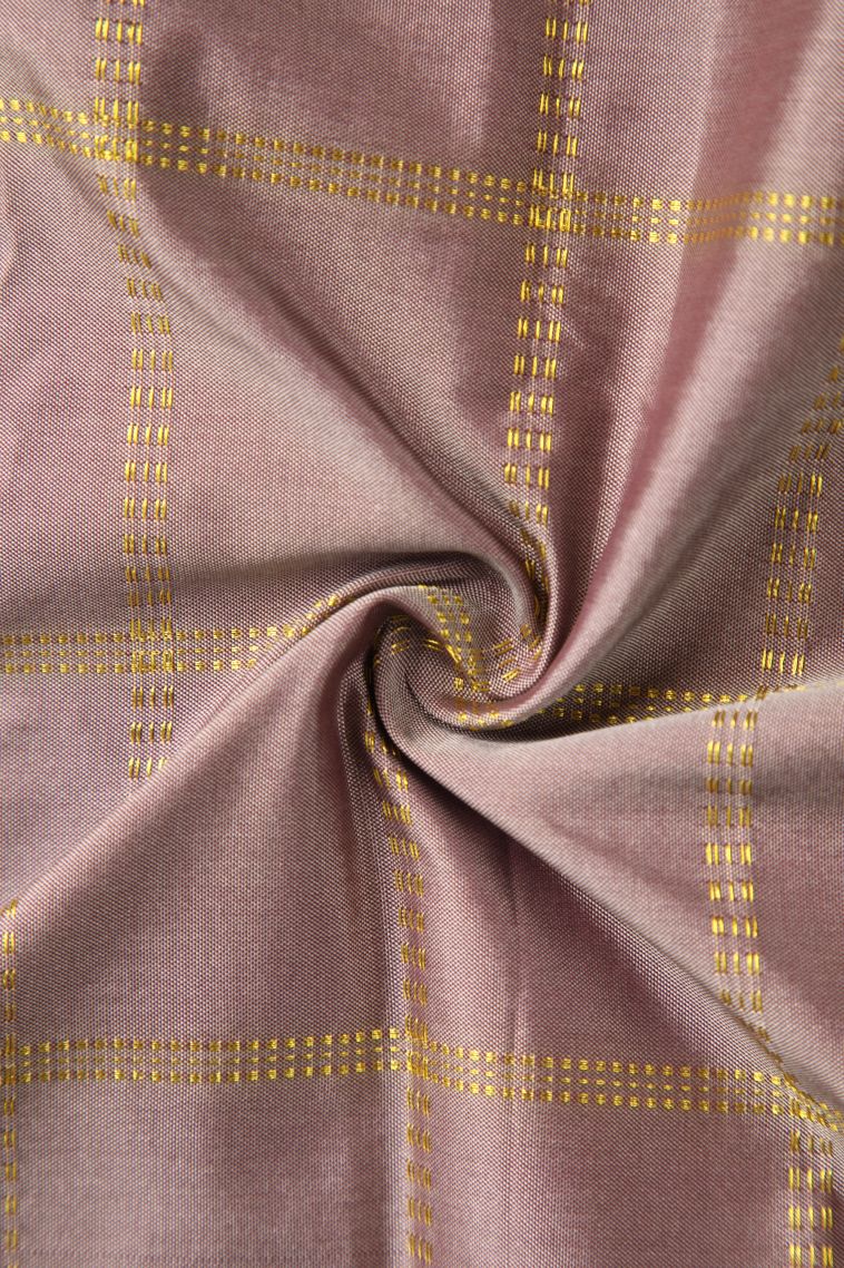 Tawny Brown Soft Silk Saree with Gold Zari Checks view 4