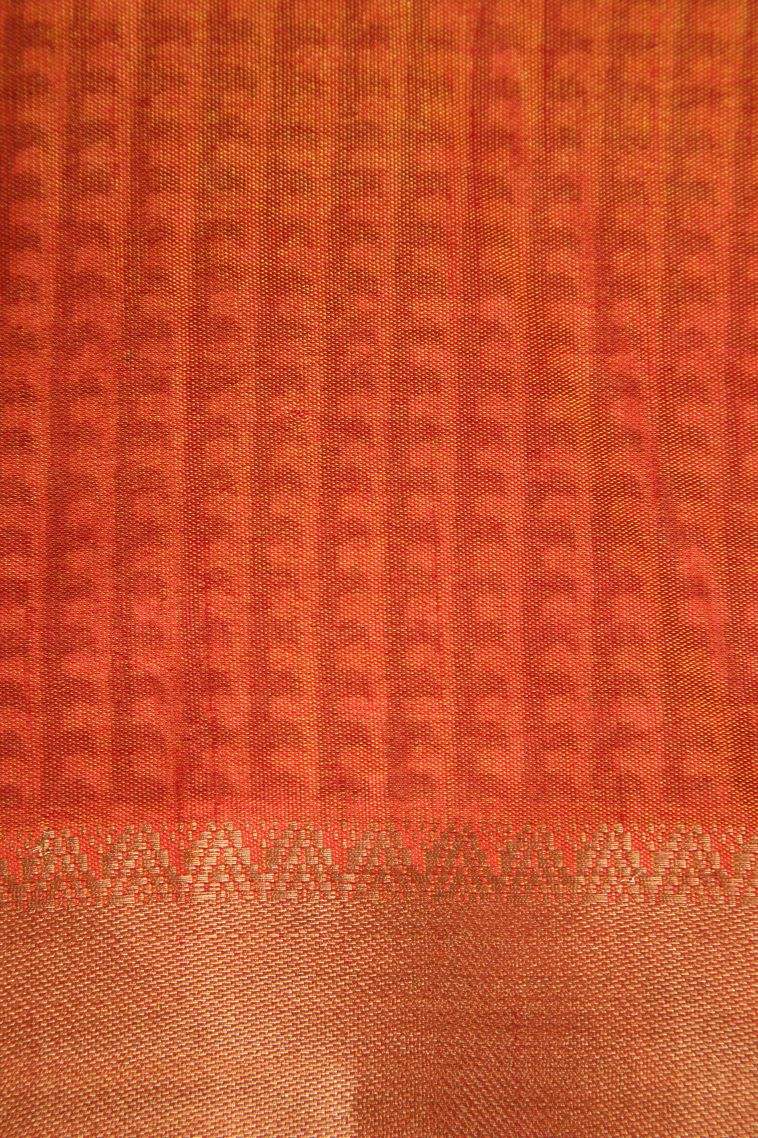 Gold Semi Tussar Silk with Gold Zari Geometric Shapes view 3