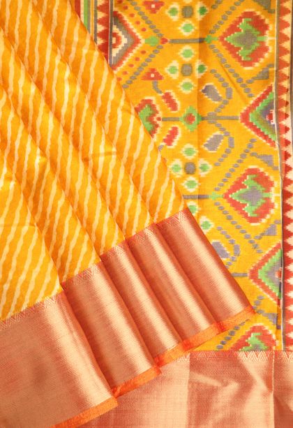 Gold Semi Tussar Silk with Gold Zari Geometric Shapes