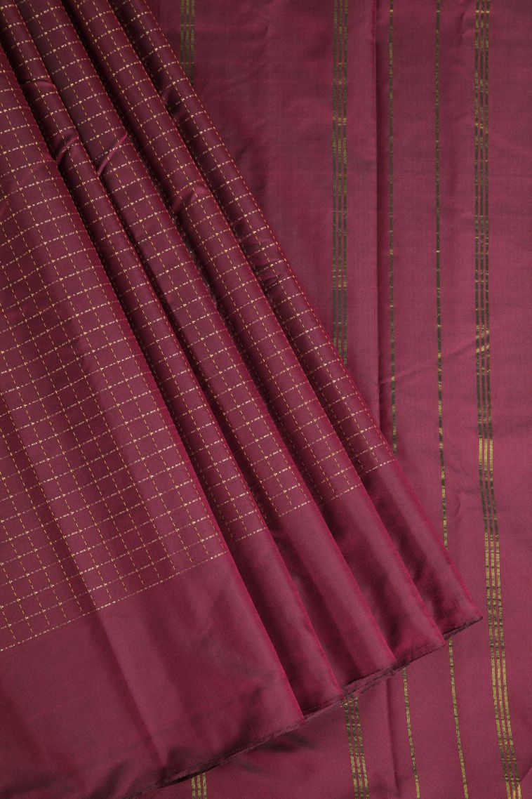 Bosenberry Purple Soft Silk Saree with Gold Zari Vaira Oosi view 1