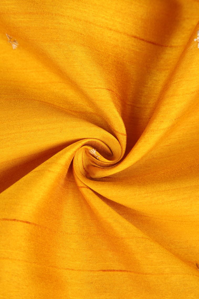 Merigold Orange Raw Silk Sarees with Without Zari Zari Embroidary view 4