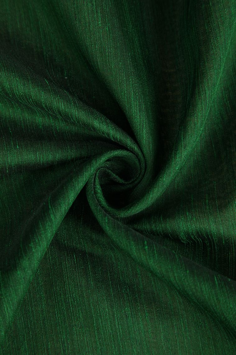 Pine Green Semi Tussar Silk with Gold Zari Plain view 4