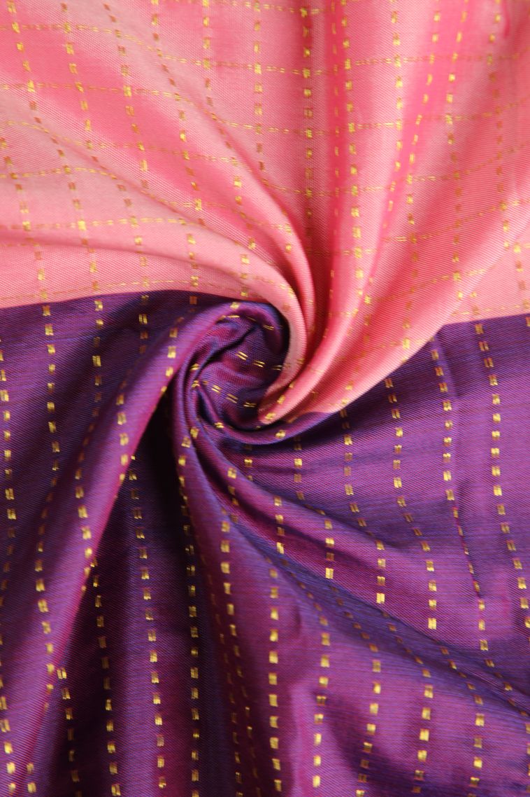 Rose Pink Soft Silk Saree with Gold Zari Vaira Oosi view 4