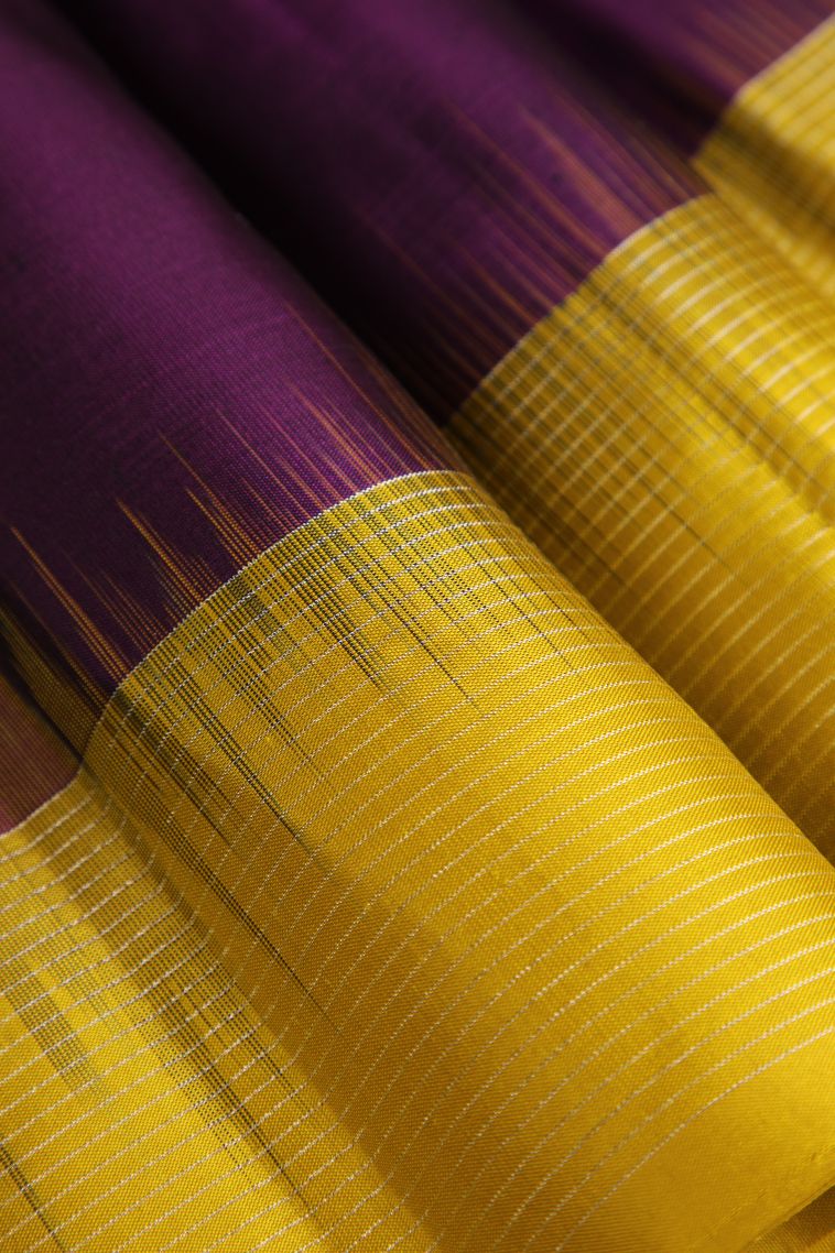 Bosenberry Purple Soft Silk Saree with Gold And Silver Zari Floral Patterns view 4