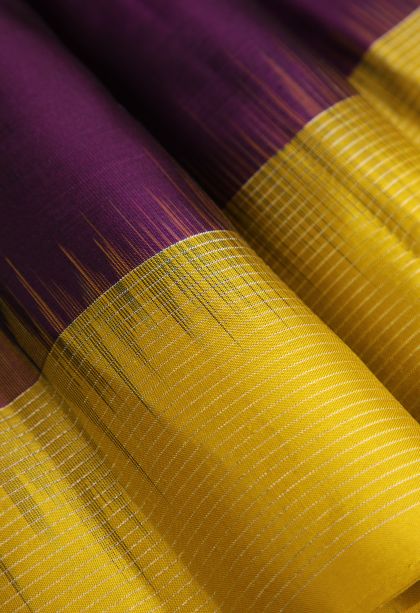 Bosenberry Purple Soft Silk Saree with Gold And Silver Zari Floral Patterns