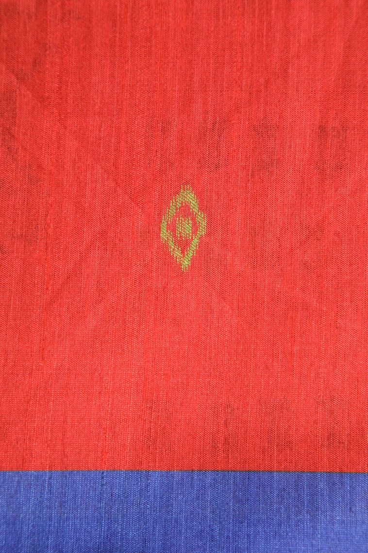 Dawn Red Semi Tussar Silk with Without Zari Zari Cross Straipes view 3
