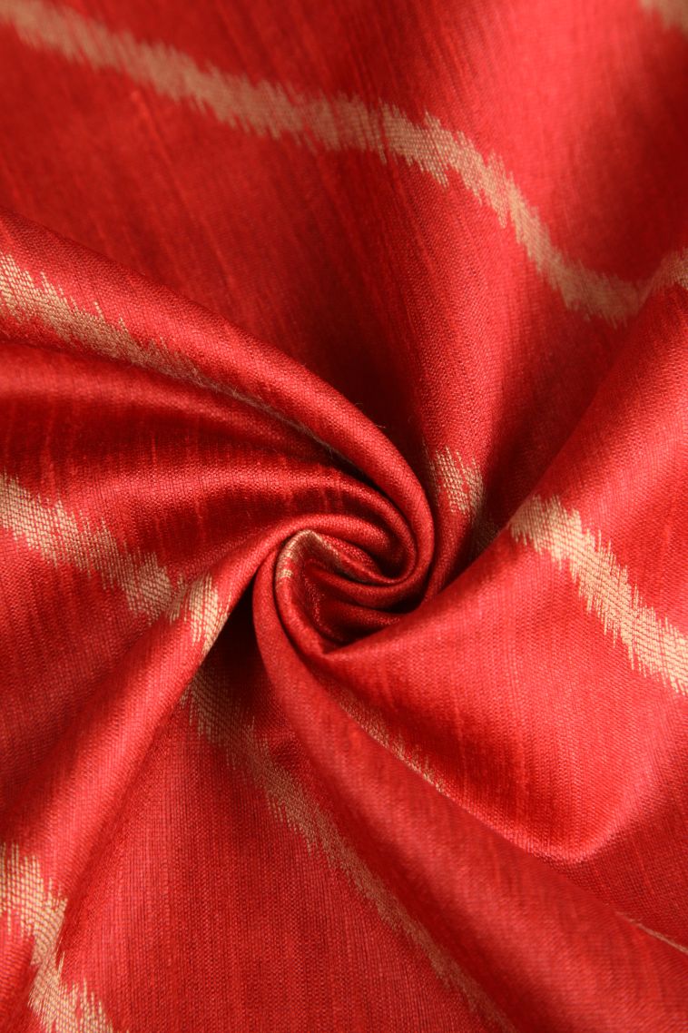 Dawn Red Semi Tussar Silk with Without Zari Zari Cross Straipes view 4