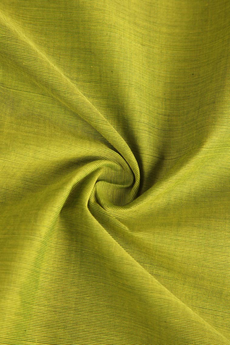 Chartreuse Green Chettinad Cotton Sarees with Without Zari Zari Buttis (small Dots Or Motifs) view 4