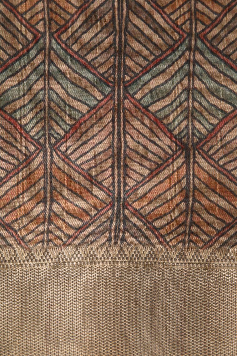 Basil Green Semi Tussar Silk with Gold Zari Plain view 3