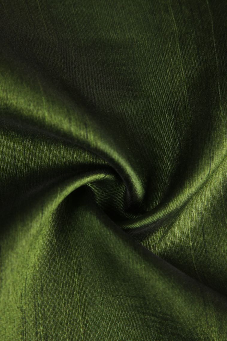 Basil Green Semi Tussar Silk with Gold Zari Plain view 4