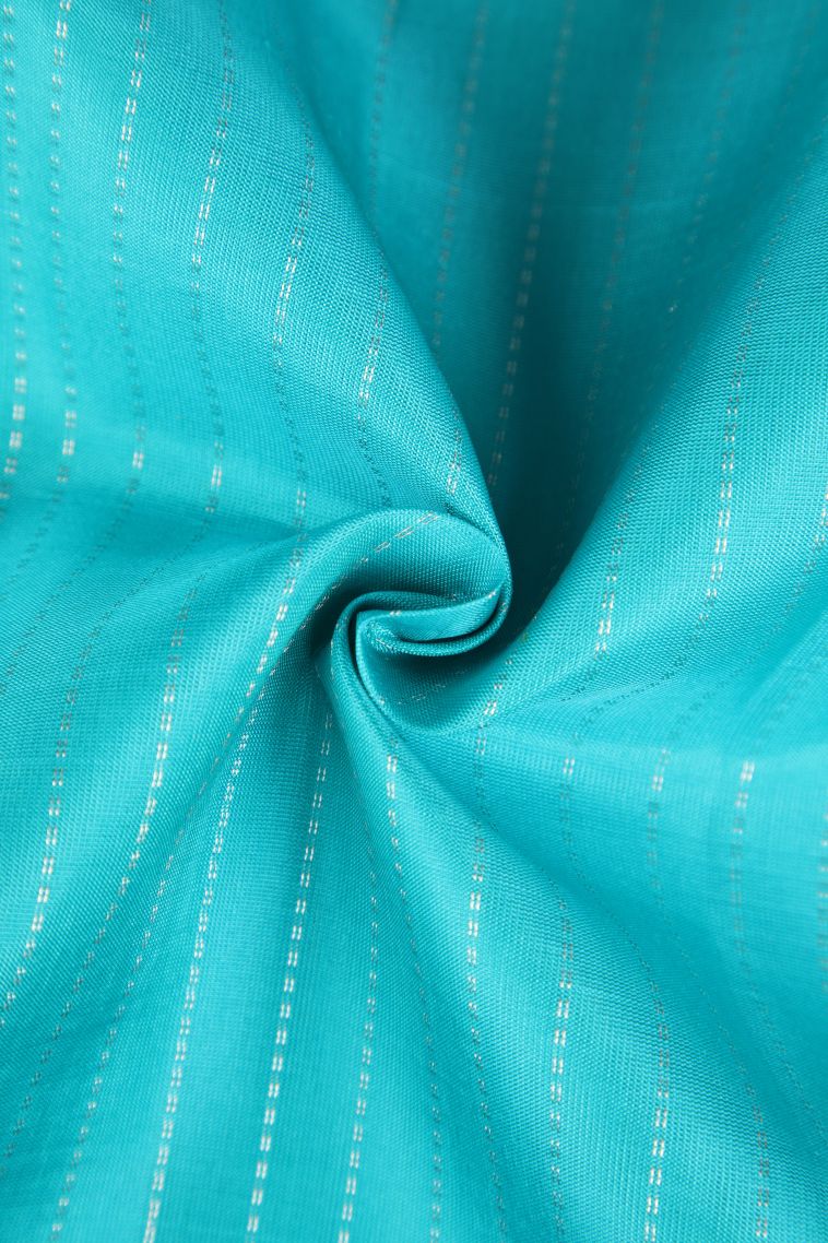 Arctic Blue Soft Silk Saree with Gold Zari Vaira Oosi view 4