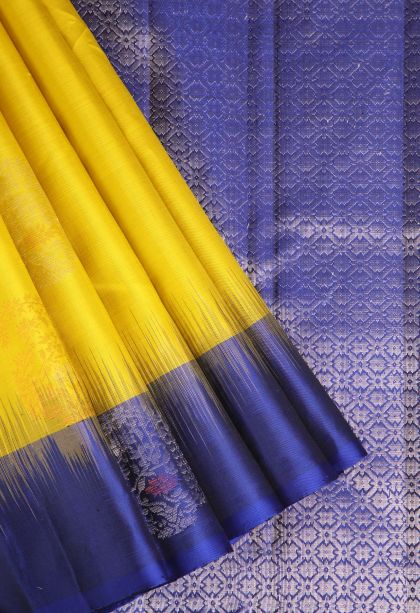 Lemon Yellow Soft Silk Saree with Gold Zari Mango Puttas