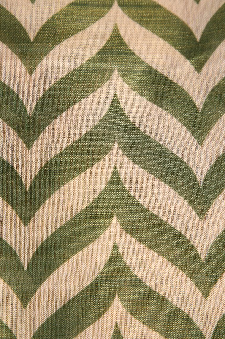 Moccon Green Tissue Silk Sarees with Gold Zari Zig Zag Pattern view 3