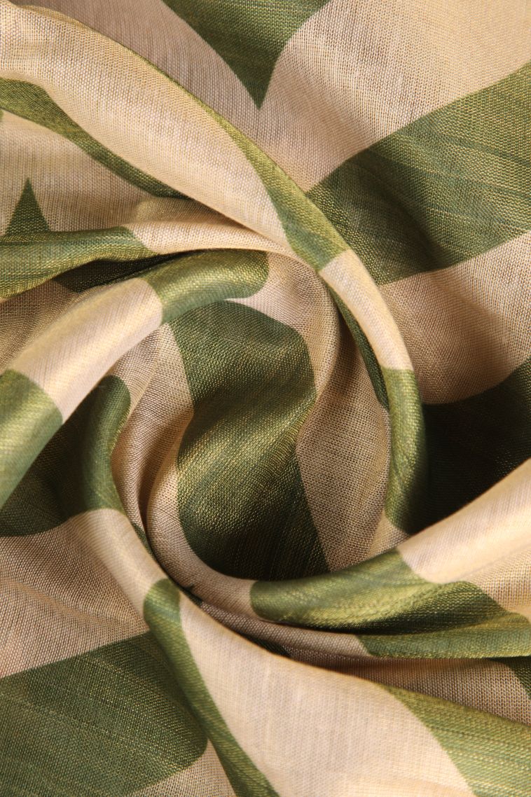 Moccon Green Tissue Silk Sarees with Gold Zari Zig Zag Pattern view 4