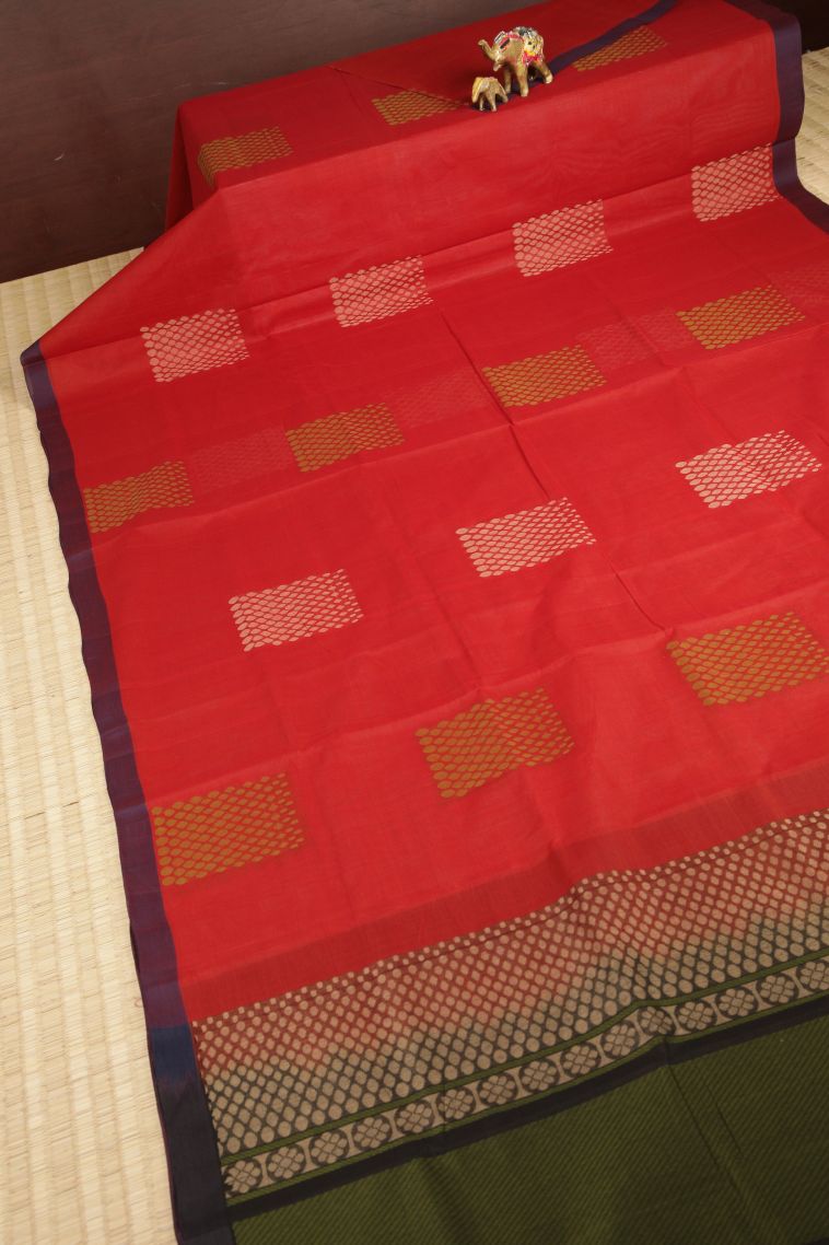 Strawberry Pink Pure Handloom Kovai Cotton with Without Zari Zari Buttis (small Dots Or Motifs) view 2
