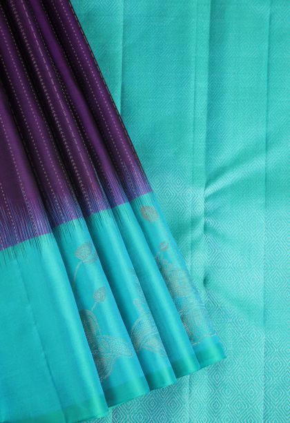 Viola Purple Soft Silk Saree with Gold Zari Vaira Oosi