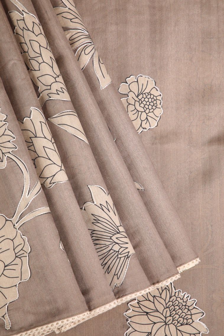 Vanilla Custard Yellow Tussar Saree with Without Zari Zari Floral Patterns view 1