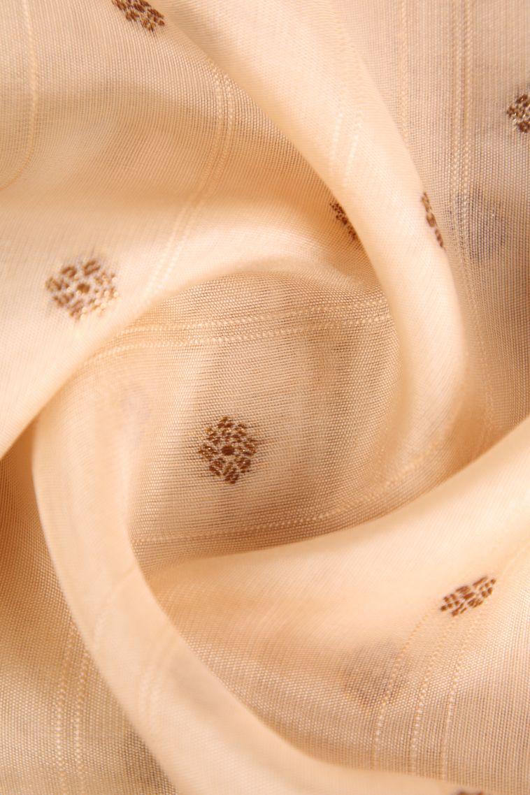 Linen White Banaras Sarees with Antic Zari Floral Puttas view 4