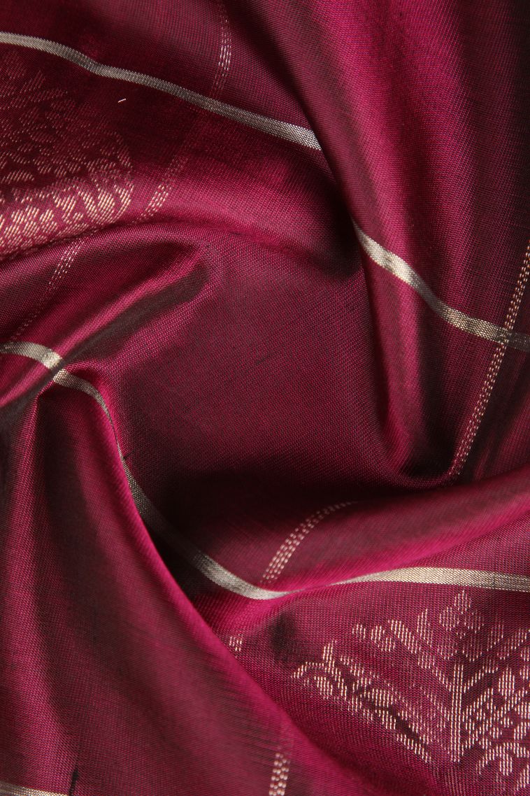 Grape Purple Soft Silk Saree with Gold Zari Checks And Puttas view 4
