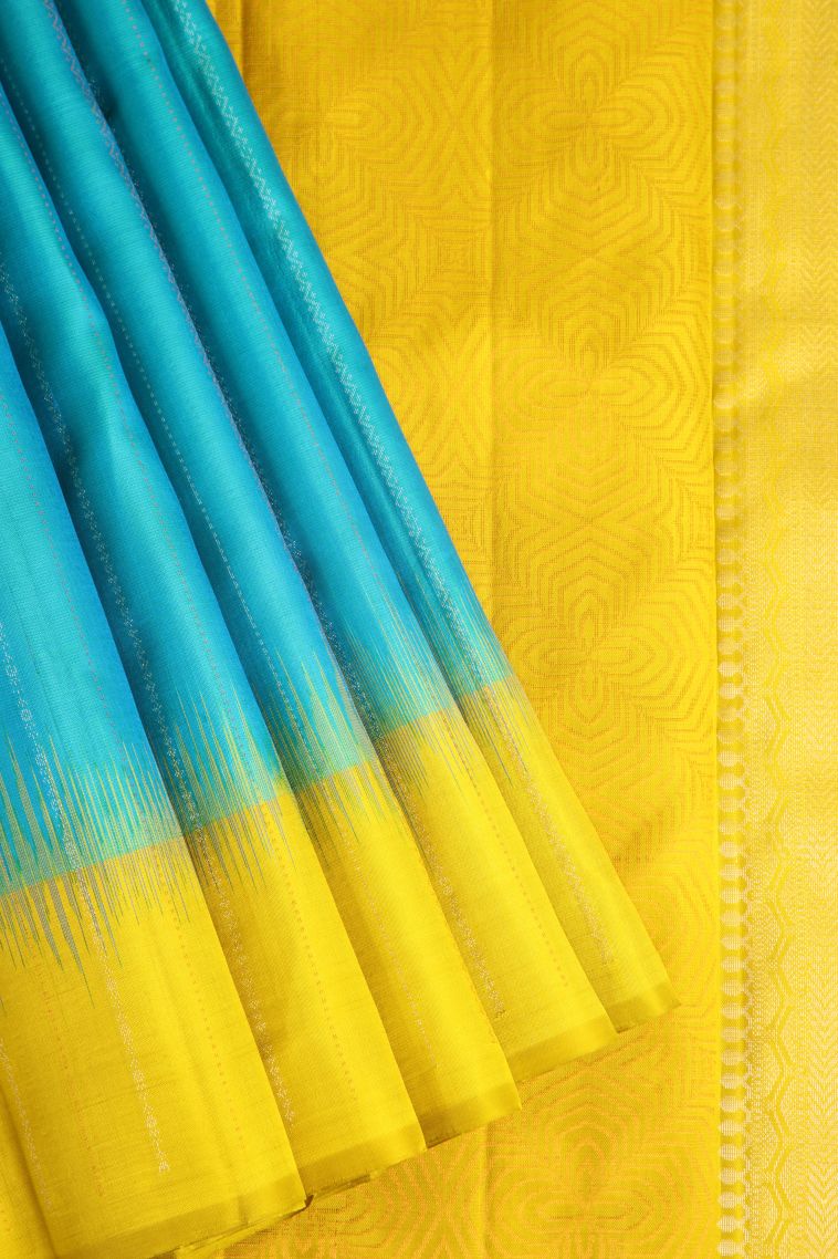 Teal Blue Soft Silk Saree with Gold Zari Vaira Oosi