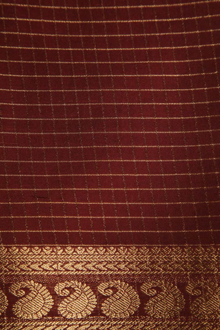 Lime Green Fancy Saree with Gold Zari Checks view 3