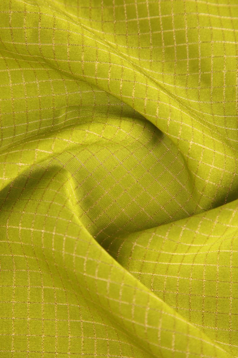 Lime Green Fancy Saree with Gold Zari Checks view 4